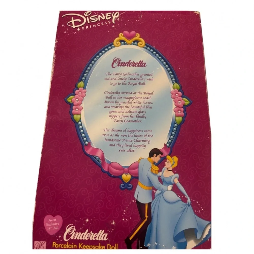 Vtg Disney Princess Cinderella Porcelain Keepsake Doll Avon Exclusive 14